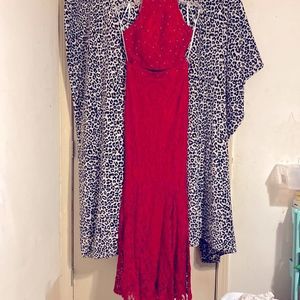 Cindy 2 piece red lace with Rhine stones